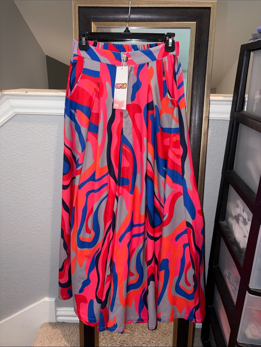 Vibrant Abstract Print Maxi Skirt - Pink Multi